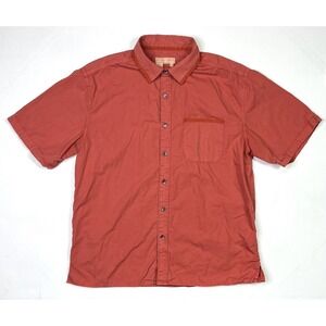 The Territory Ahead Vintage Shirt Men's Large Salmon Pink Short Sleeve Button Up